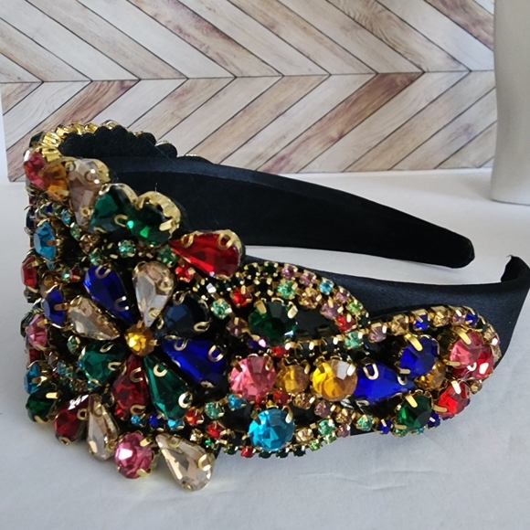 Multi Color Statement Crystal Rhinestone Headband NEW - Picture 4 of 7